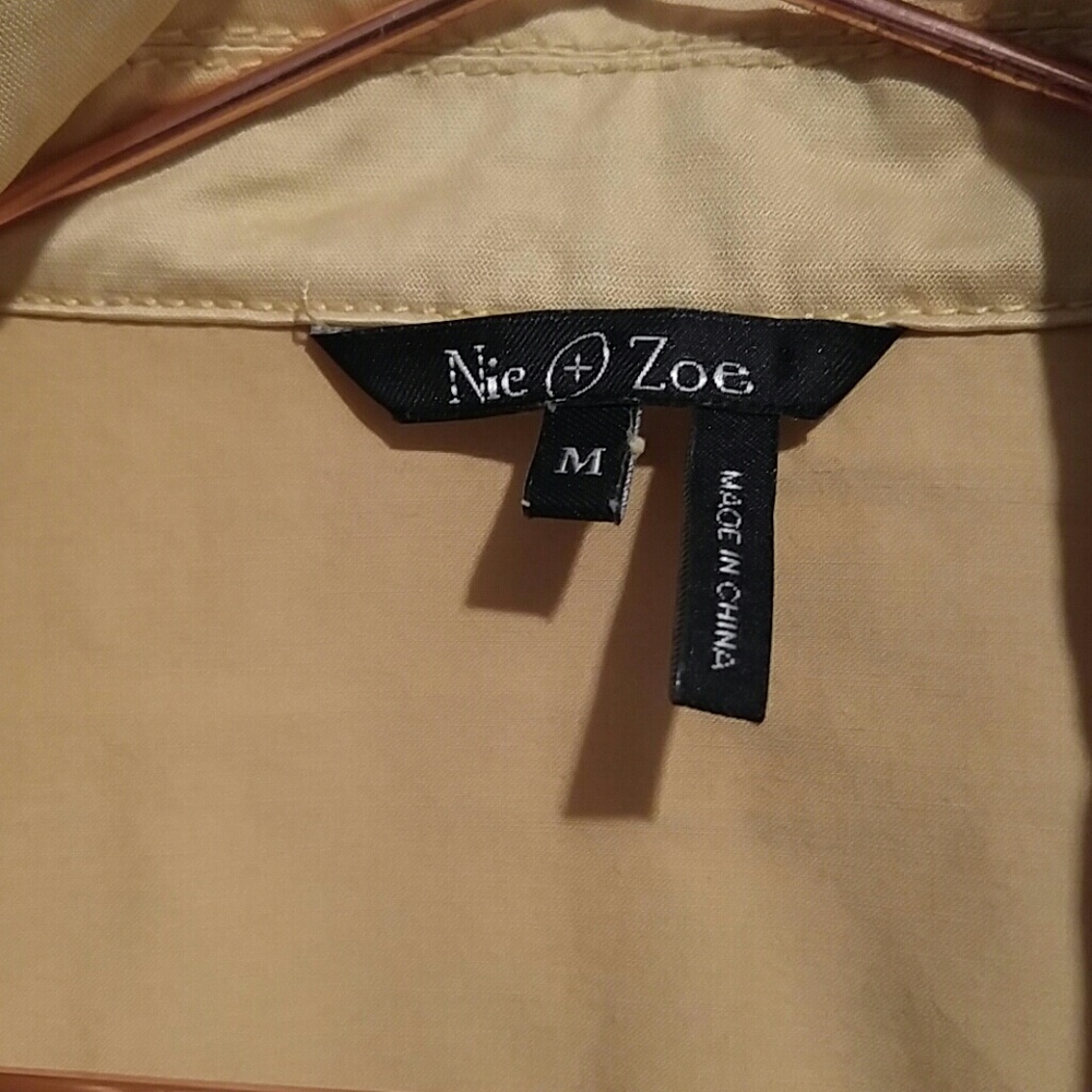 Nic+Zoe Lemon Yellow Safari Style Satin Jacket - Picture 2 of 7